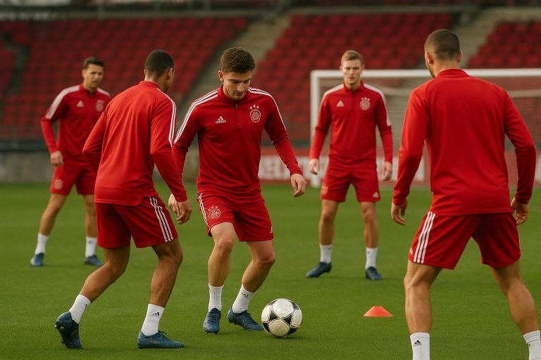 Kasper Dolberg in trainingscontext bij Ajax, zonder herkenbare gezichten