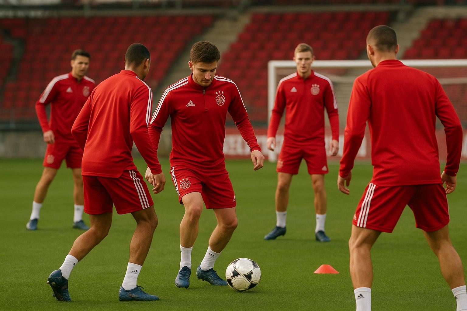 Kasper Dolberg in trainingscontext bij Ajax, zonder herkenbare gezichten