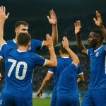 Spelers van KRC Genk vieren samen na een doelpunt in de Europa League