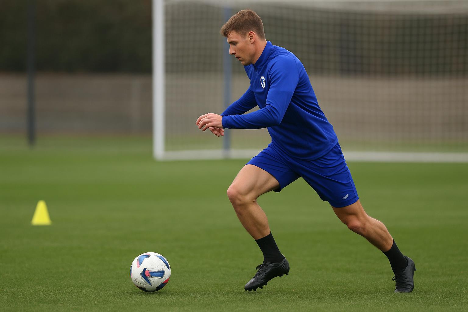 Aaron Bibout in trainingstenue van KRC Genk tijdens een oefensessie