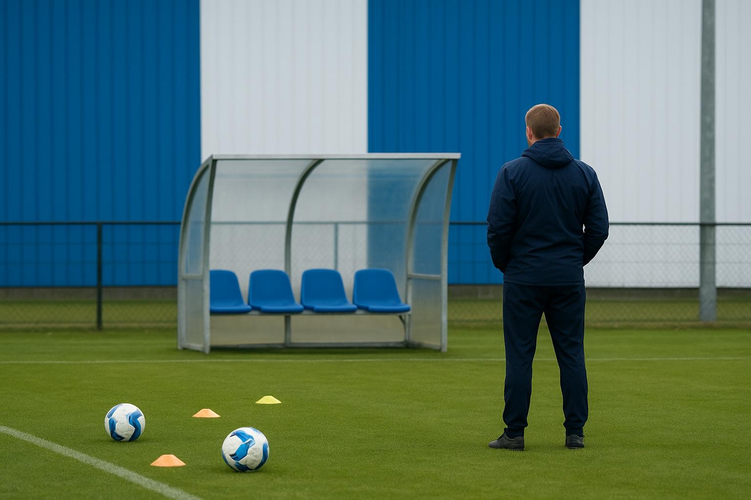 Lege zijlijn en trainingscontext bij FC Eindhoven na het nieuws rond de stafwissel