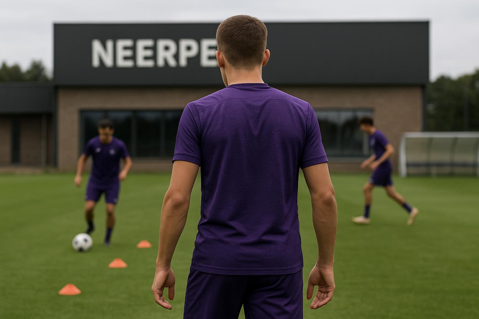 Spelers van RSCA Futures op training in Neerpede met focus op de aanvoerdersband