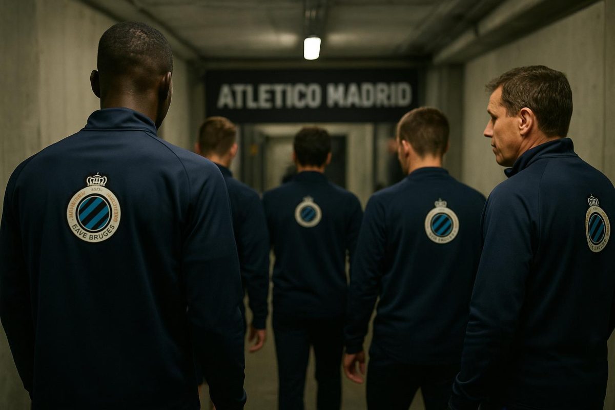 Sfeerbeeld rond de spelers van Club Brugge voor de wedstrijd tegen Atlético Madrid