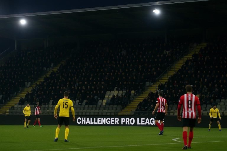 Sfeermoment in een stadion tijdens een wedstrijd in de Challenger Pro League