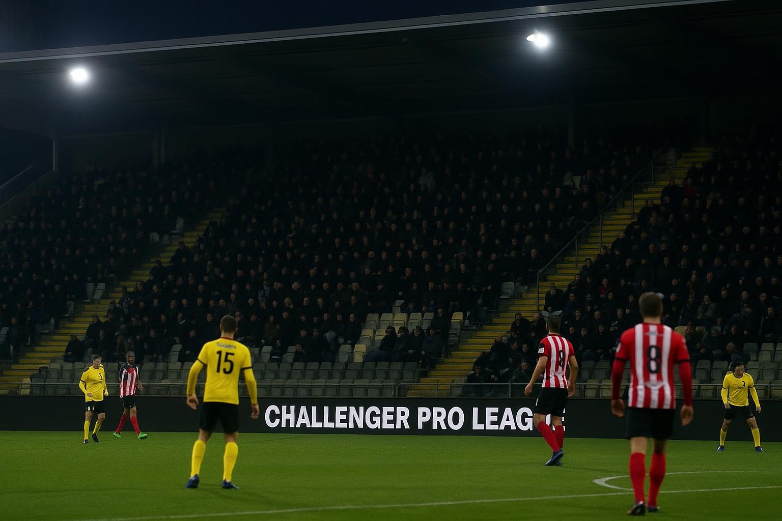 Sfeermoment in een stadion tijdens een wedstrijd in de Challenger Pro League