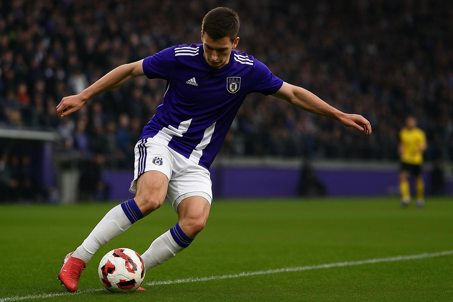 Ludwig Augustinsson in actie voor RSC Anderlecht tijdens een wedstrijd