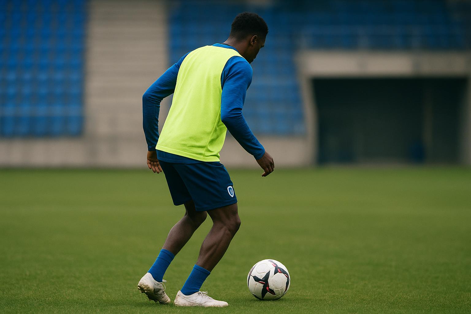 Matte Smets van KRC Genk op het trainingsveld, gezien van achteren