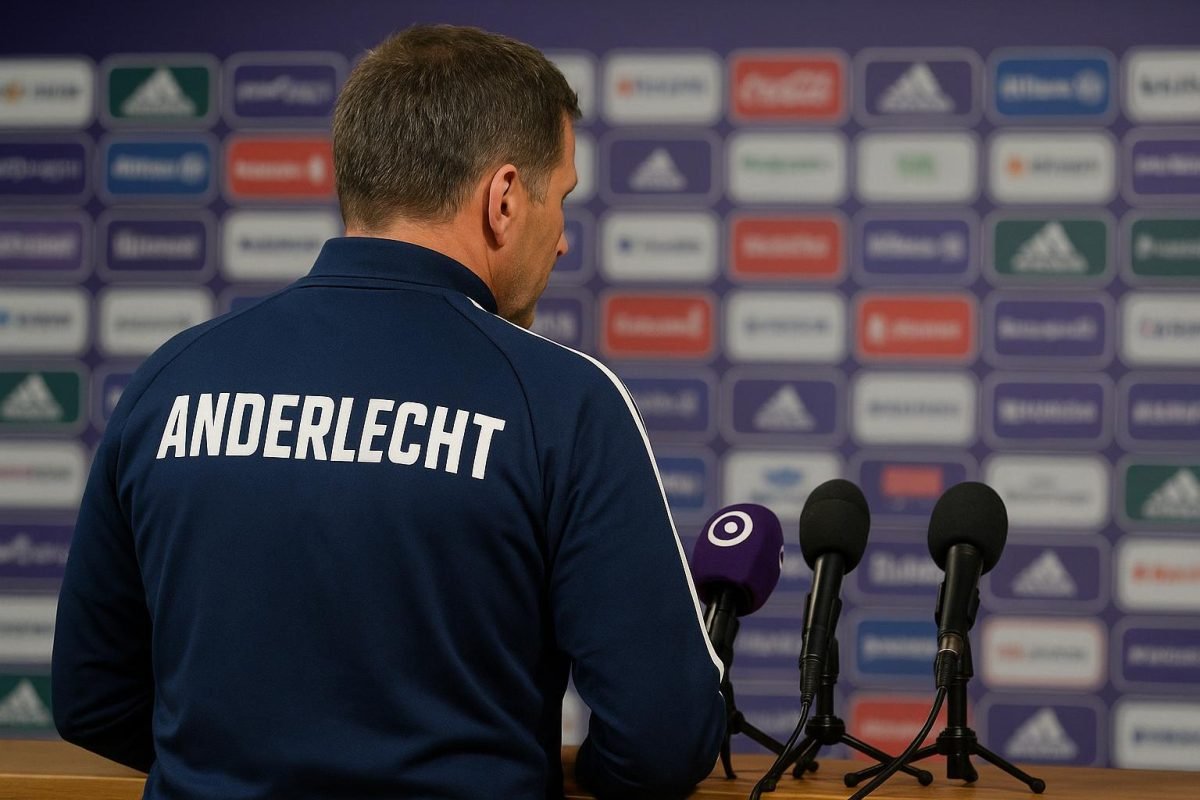 Jérémy Taravel van RSC Anderlecht tijdens een persmoment