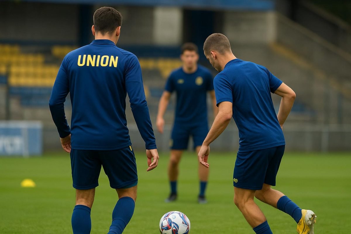 Training van Union SG met een middenvelder in beeld, zonder herkenbare gezichten