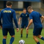 Training van Union SG met een middenvelder in beeld, zonder herkenbare gezichten