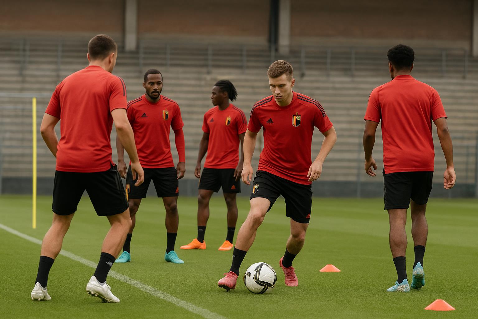 Spelers van de Rode Duivels op training in aanloop naar oefeninterlands