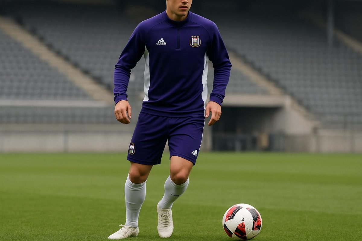 Nathan De Cat van RSC Anderlecht in trainingscontext op het veld