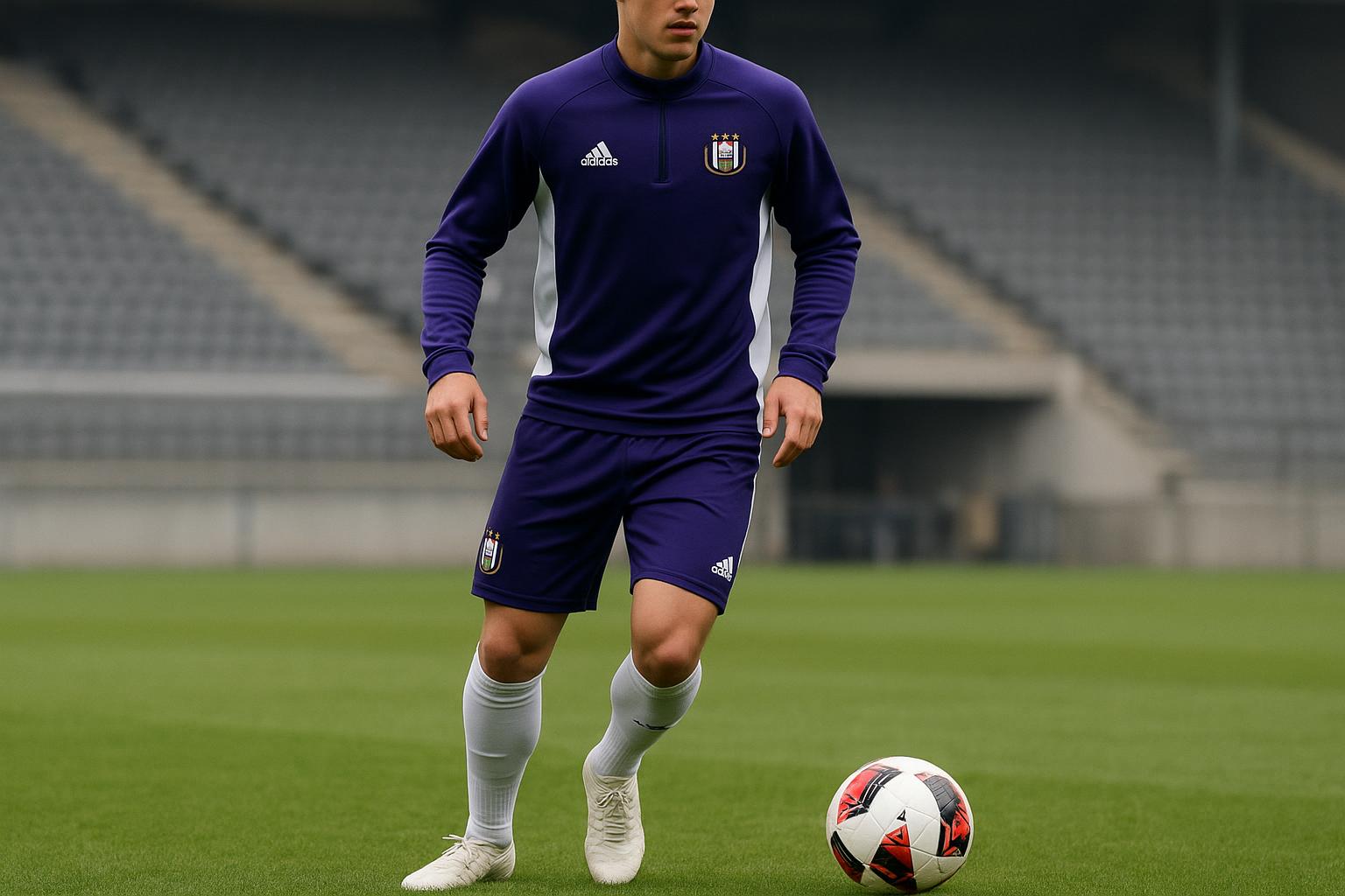 Nathan De Cat van RSC Anderlecht in trainingscontext op het veld
