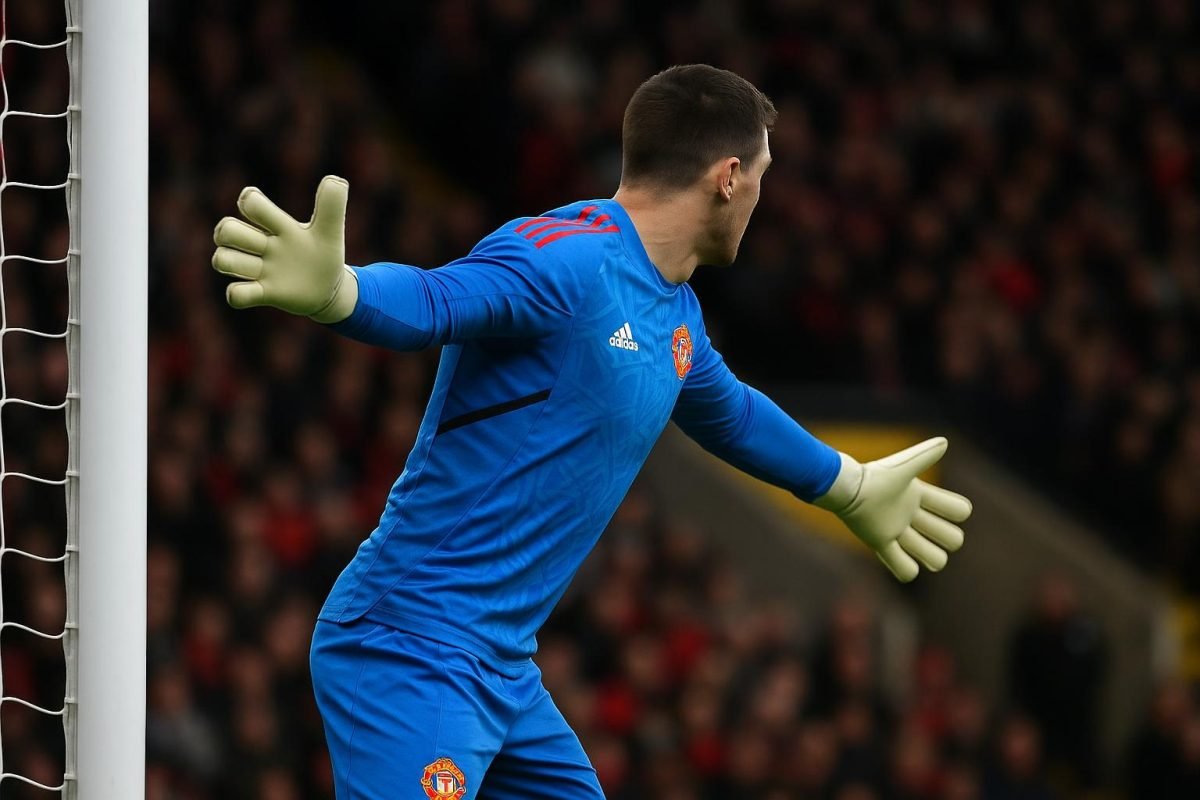 Senne Lammens van Manchester United tijdens het duel op Bournemouth