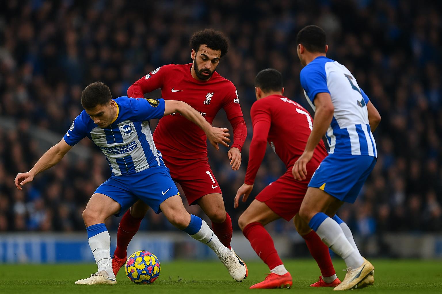 Actiebeeld uit Brighton tegen Liverpool in de Premier League