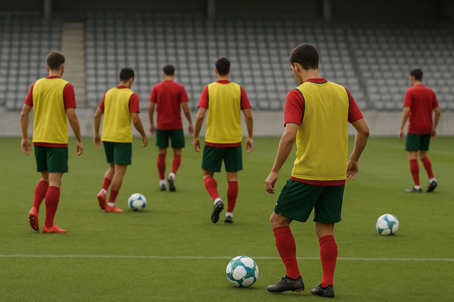 Sfeerbeeld van een jeugdinterlandcontext met Portugal U21 in training