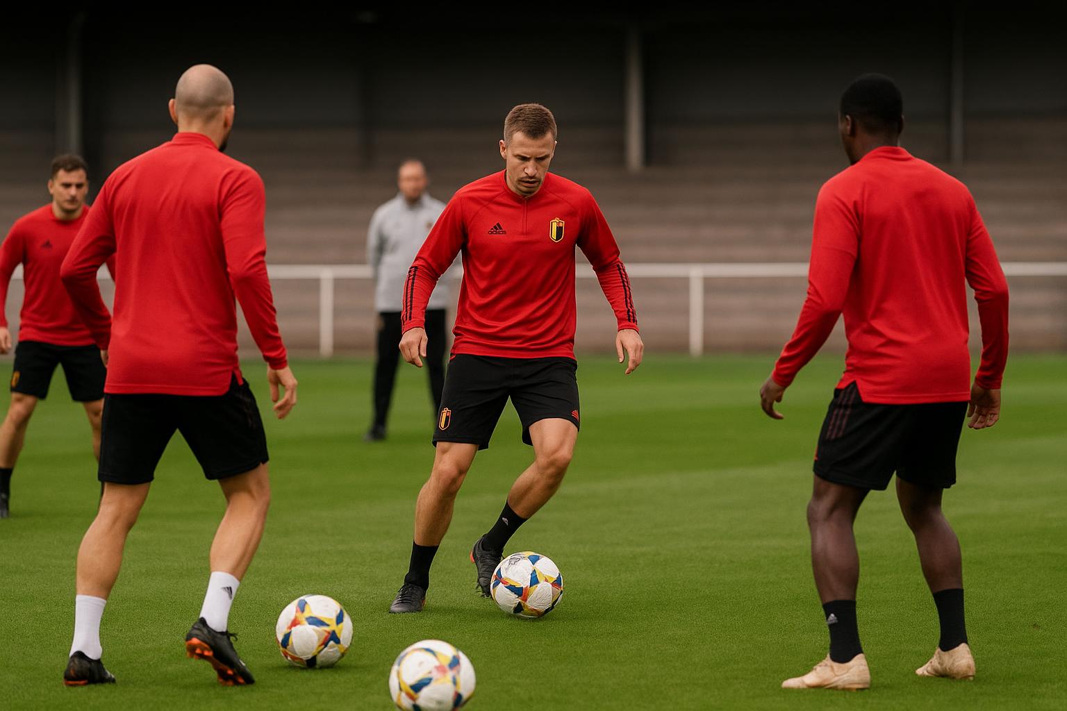 Rudi Garcia tijdens een training van de Rode Duivels in aanloop naar het WK