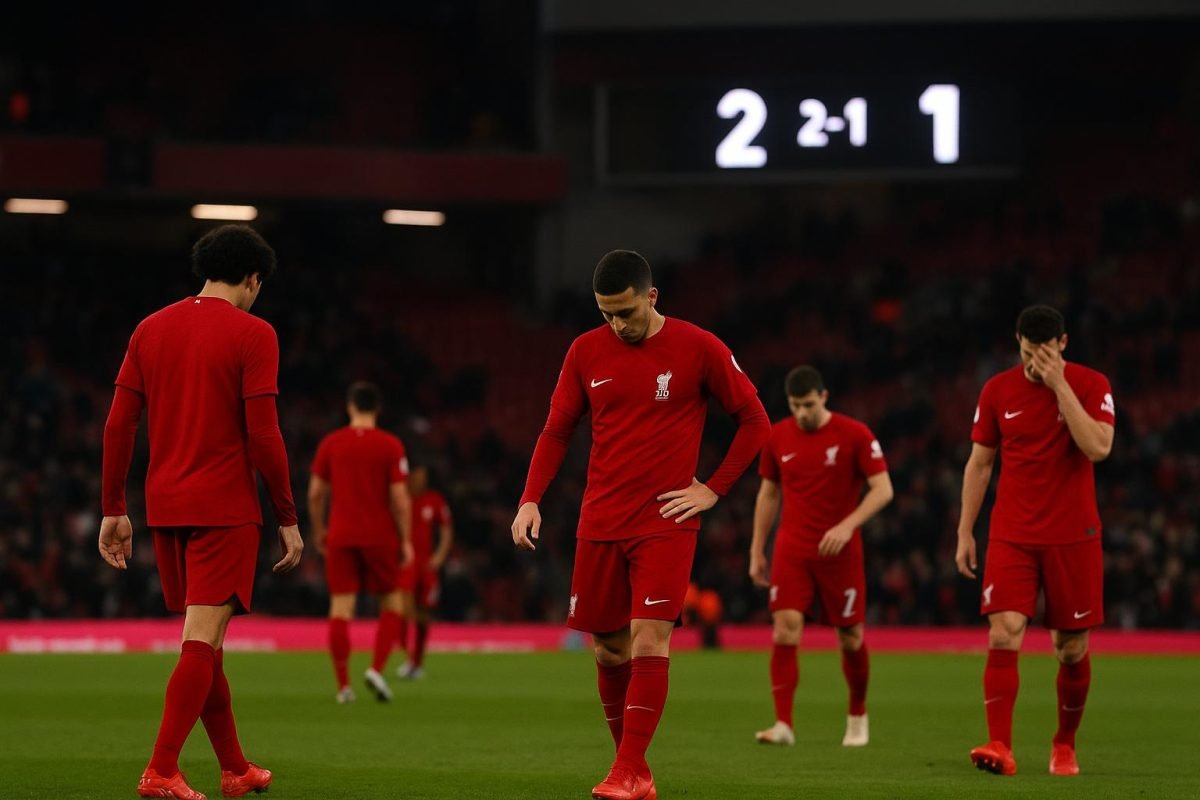 Liverpool-spelers verlaten teleurgesteld het veld na de 2-1-nederlaag bij Brighton.