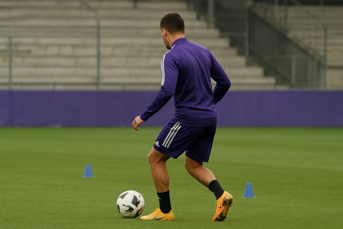 Mats Rits van RSC Anderlecht tijdens een training in het Lotto Park