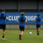 Spelers van Club Brugge tijdens een trainingsmoment met fysieke monitoring