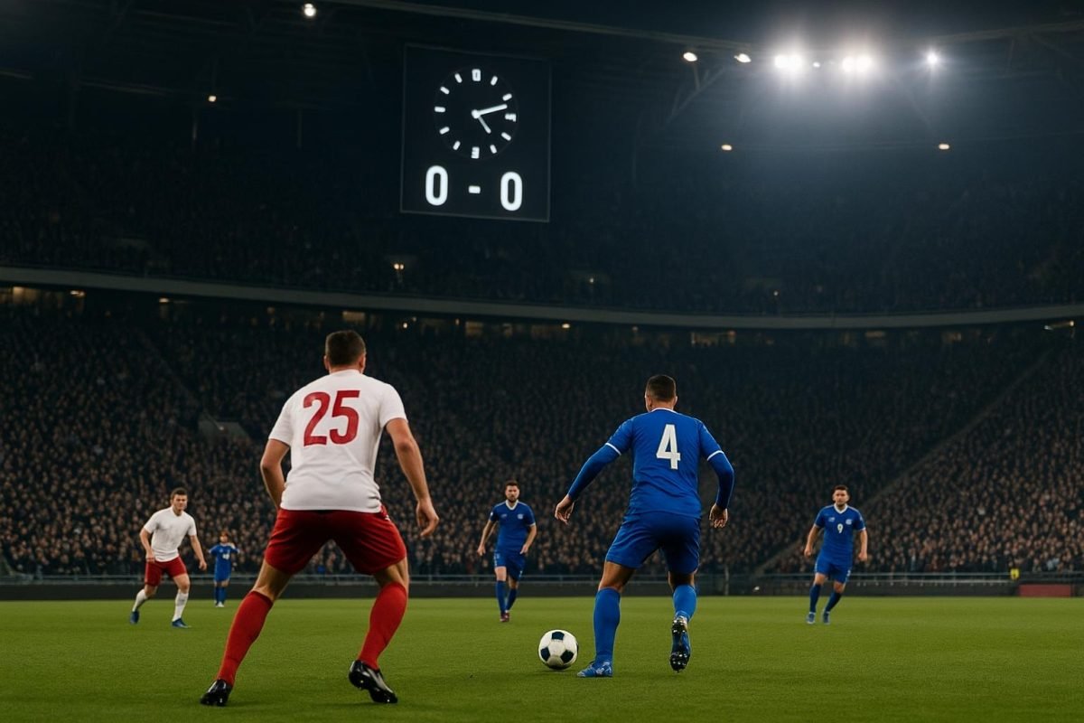 Sfeershot in een Jupiler Pro League-stadion tijdens de spannende slotfase van de reguliere competitie