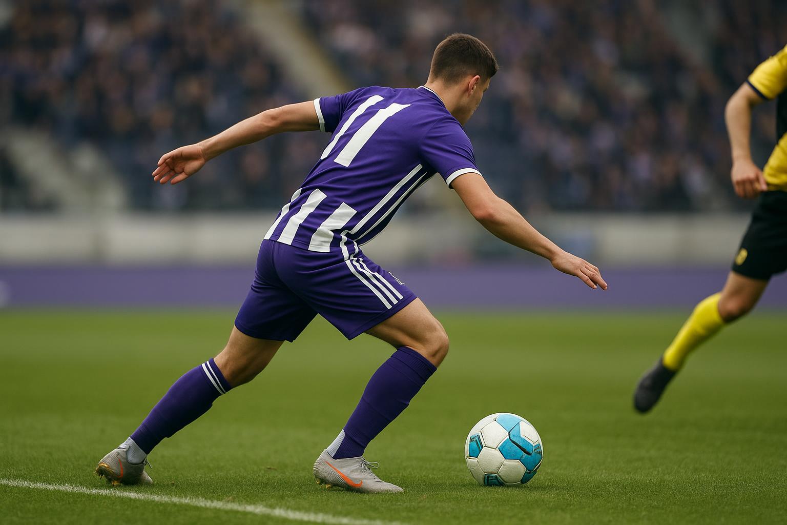 Fabrice N'Sakala in actie voor RSC Anderlecht tijdens een wedstrijd.