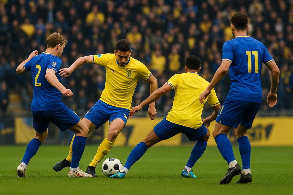 Spelmoment tijdens STVV tegen Union SG op Stayen in de Jupiler Pro League