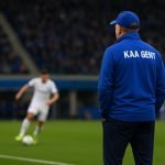 Rik De Mil langs de zijlijn bij KAA Gent in wedstrijdcontext