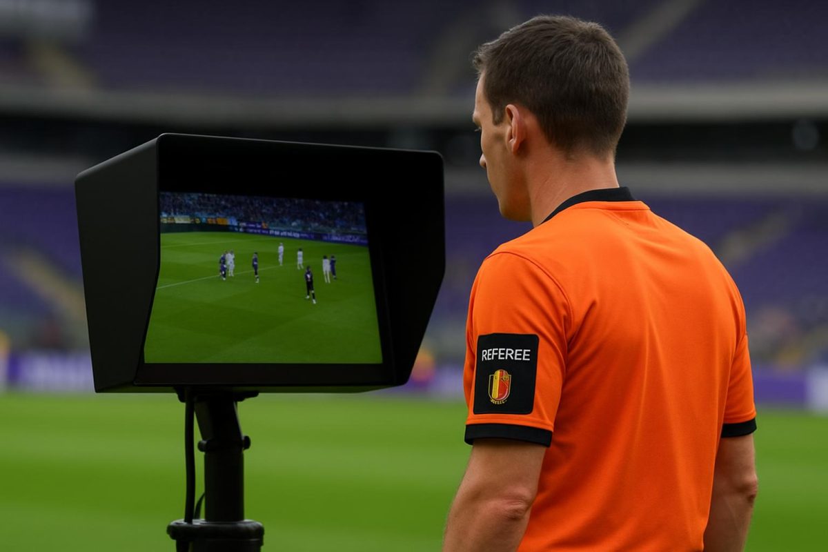 Jonathan Lardot geeft uitleg over een VAR-beslissing.