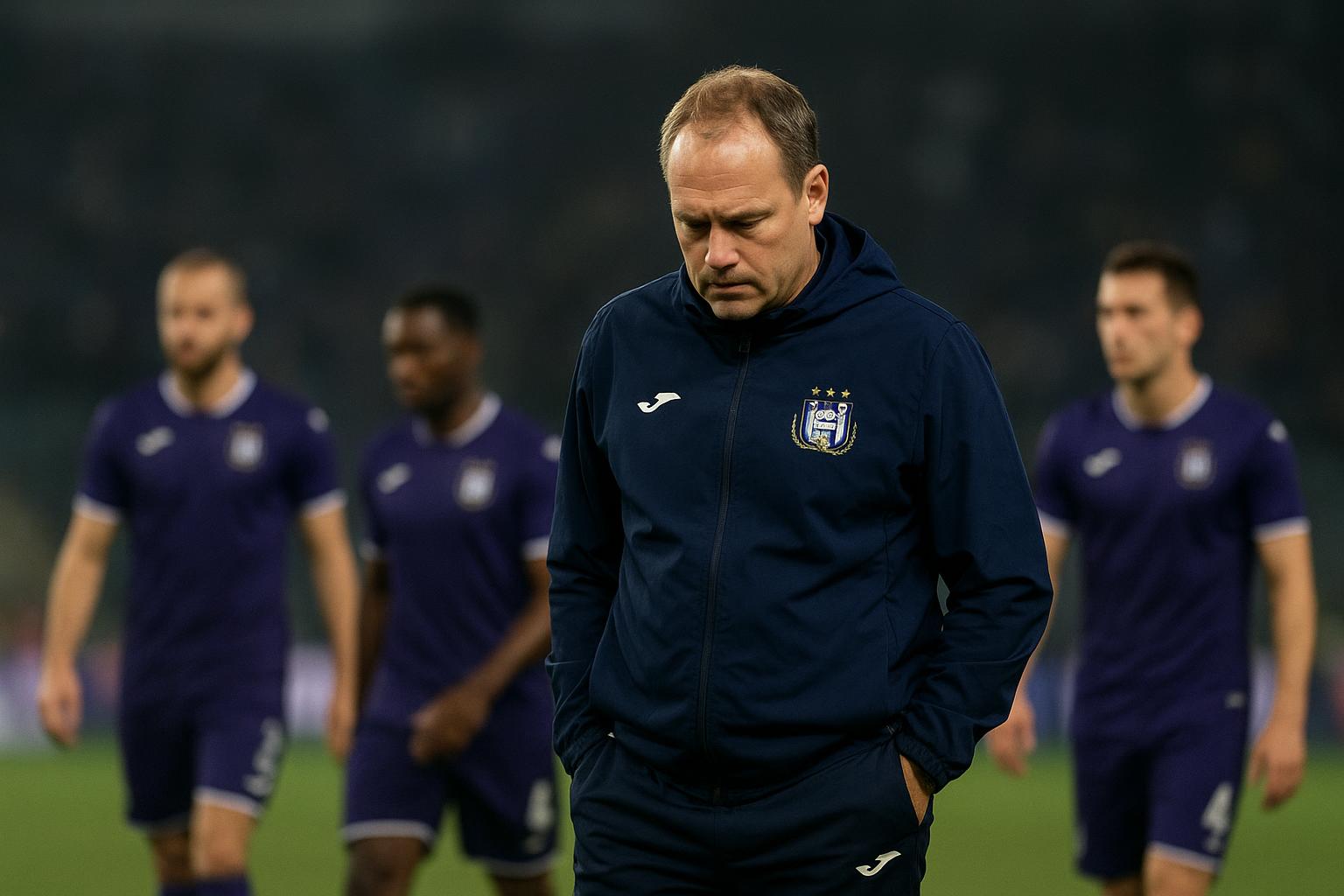 Jรฉrรฉmy Taravel van Anderlecht langs de zijlijn tijdens een wedstrijd