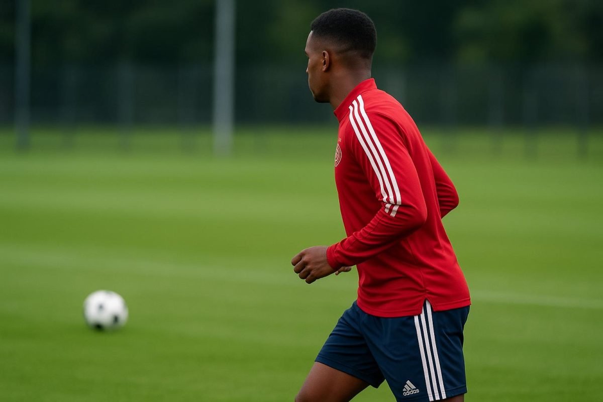 Rayane Bounida in Ajax-context tijdens een trainingsmoment, met focus op het nationale ploegdossier