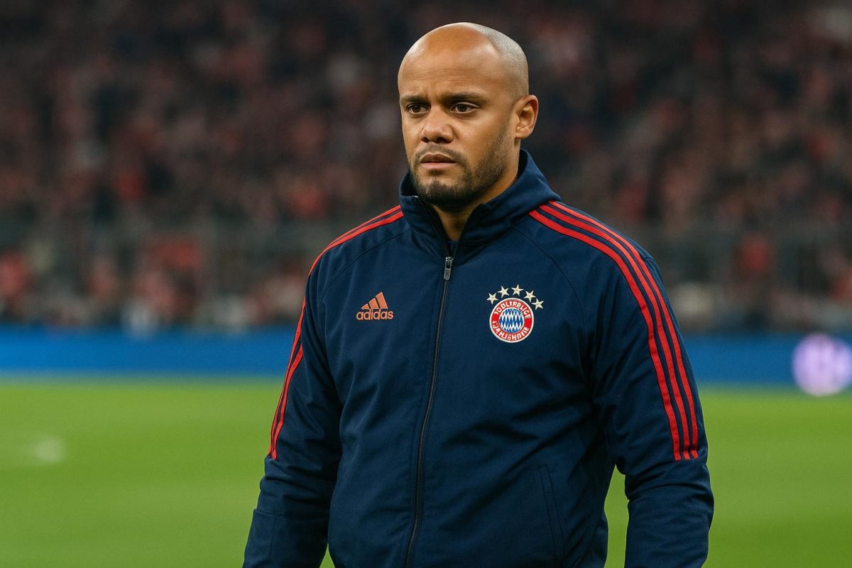 Vincent Kompany coacht Bayern München langs de zijlijn tijdens een Bundesliga-wedstrijd