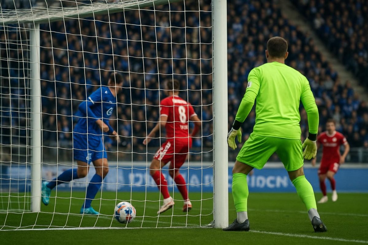 Doelmond van KRC Genk tijdens een wedstrijd in de Jupiler Pro League