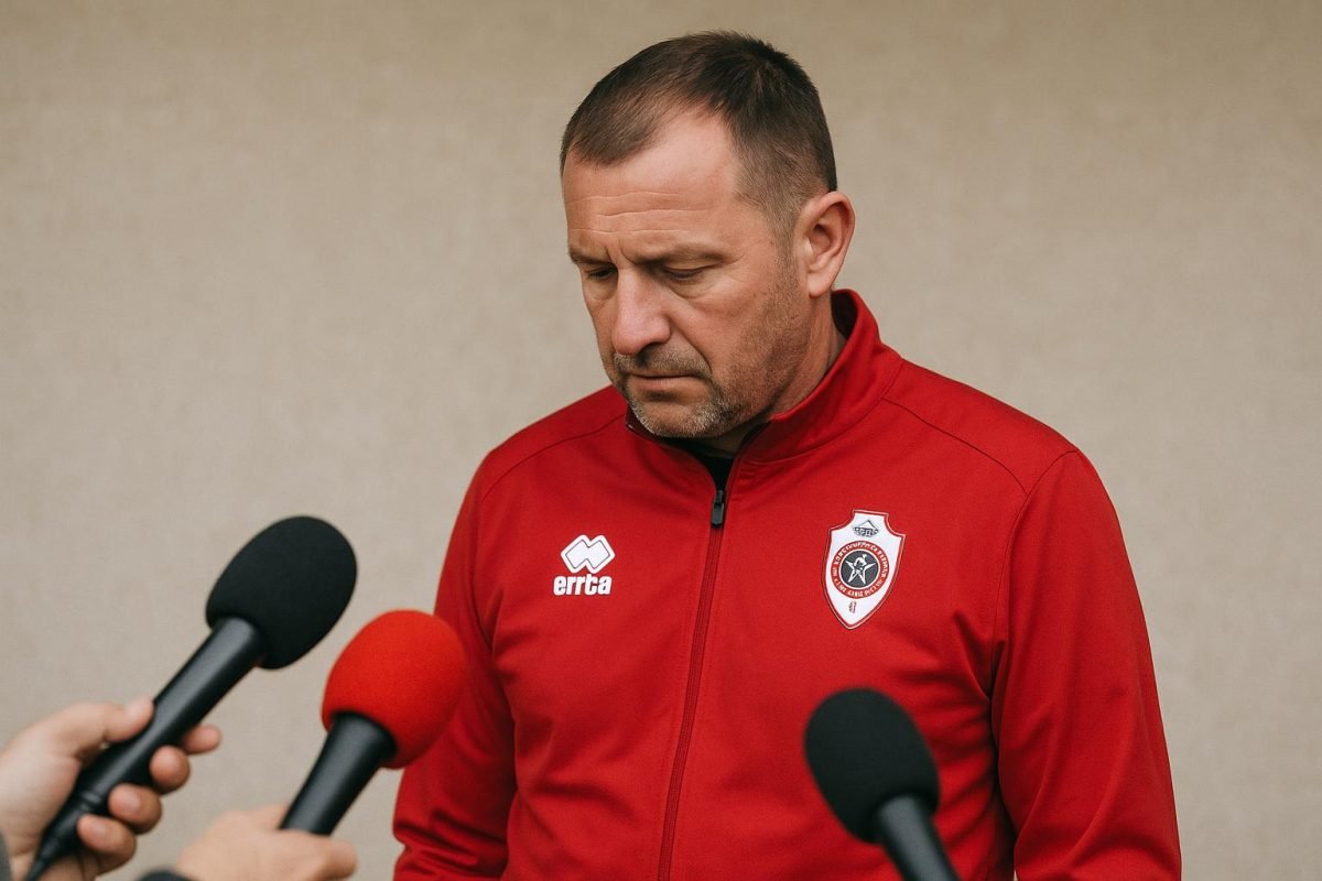 Joseph Oosting langs de zijlijn bij Royal Antwerp FC in een stadionomgeving