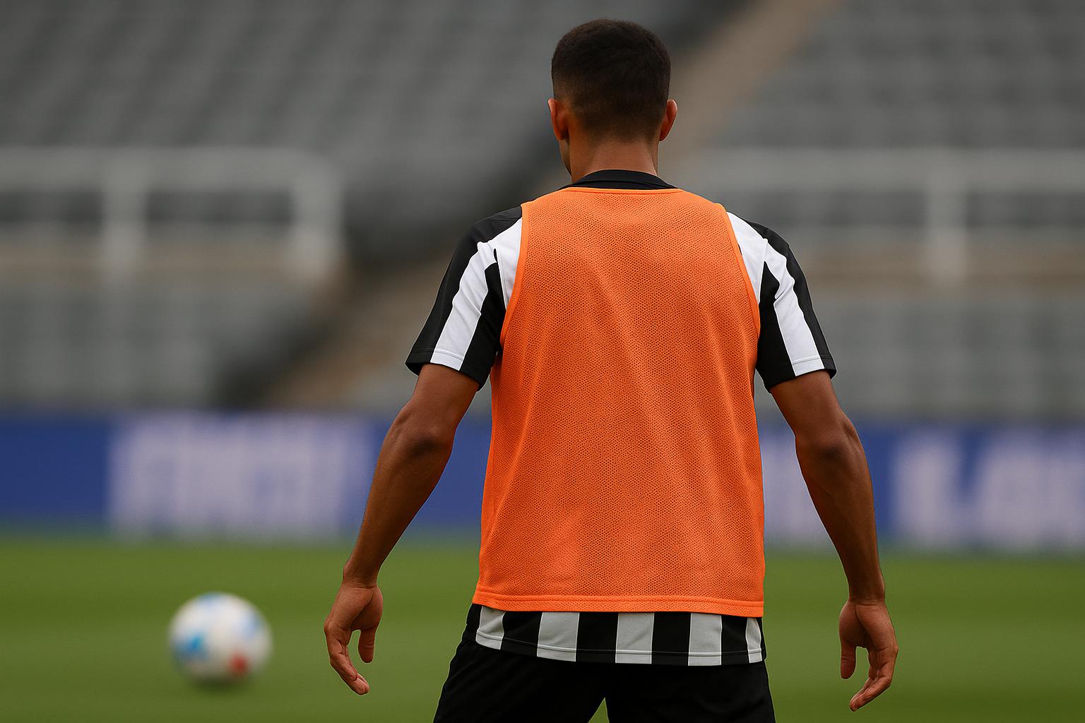 Bruno Guimarães in Newcastle-context tijdens een trainingsmoment.