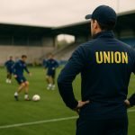 David Hubert, trainer van Union, tijdens een trainingsmoment