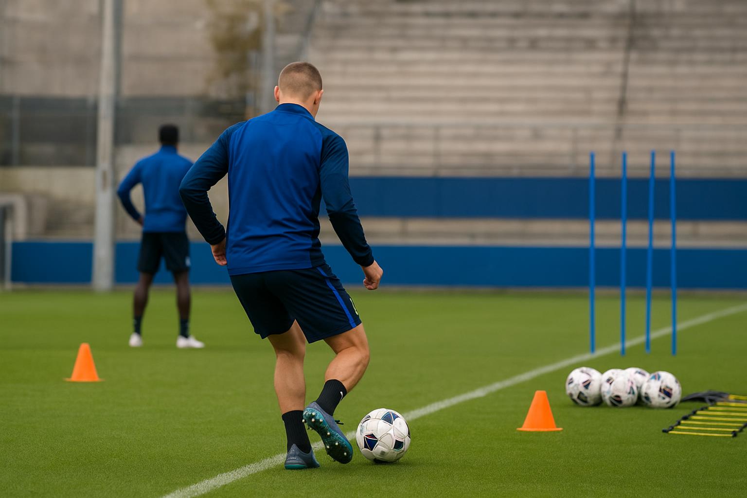 Trainingsbeeld bij Club Brugge met onherkenbare spelers terwijl de focus ligt op blessurepreventie richting play-offs