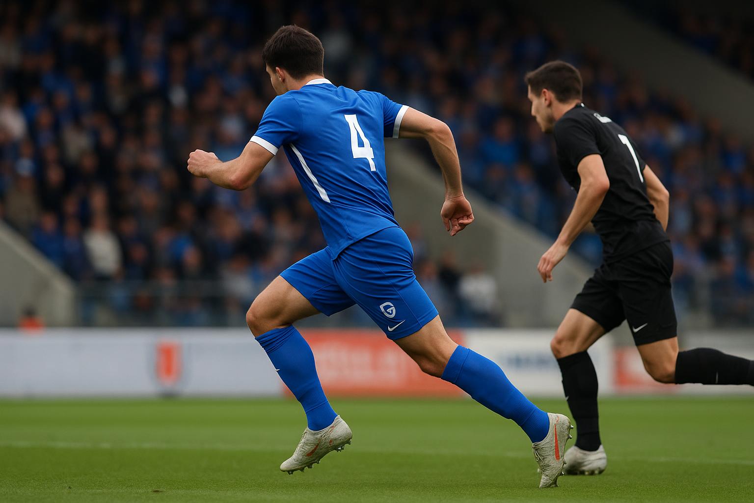 Yira Sor sprint in de slotfase van KRC Genk tegen KAA Gent