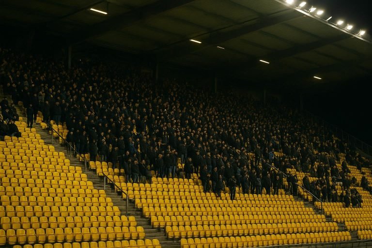 Sfeerbeeld in het stadion van STVV op Stayen tijdens een wedstrijd