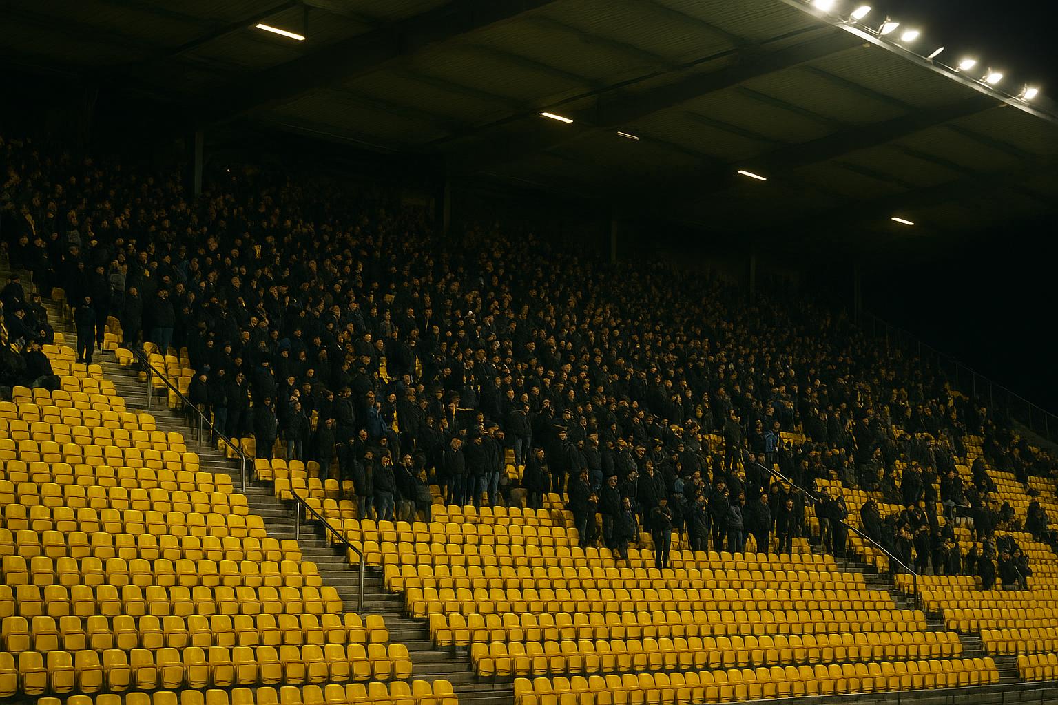 Sfeerbeeld in het stadion van STVV op Stayen tijdens een wedstrijd
