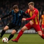 Hugo Vetlesen van Club Brugge in actie tijdens de wedstrijd tegen KV Mechelen