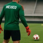 Doelman in Mexicaanse trainingsoutfit tijdens een oefensessie