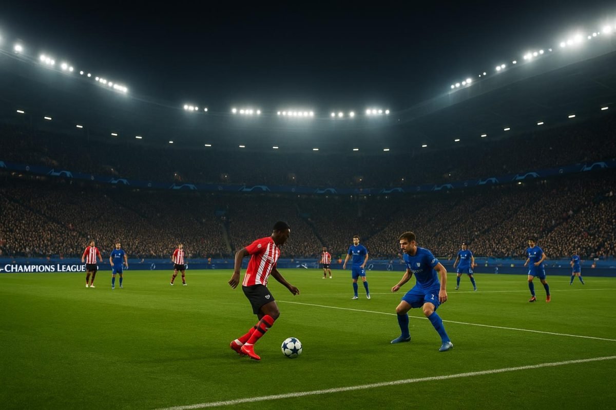 Sfeershot van een Jupiler Pro League-stadion tijdens de Champions’ Play-Offs