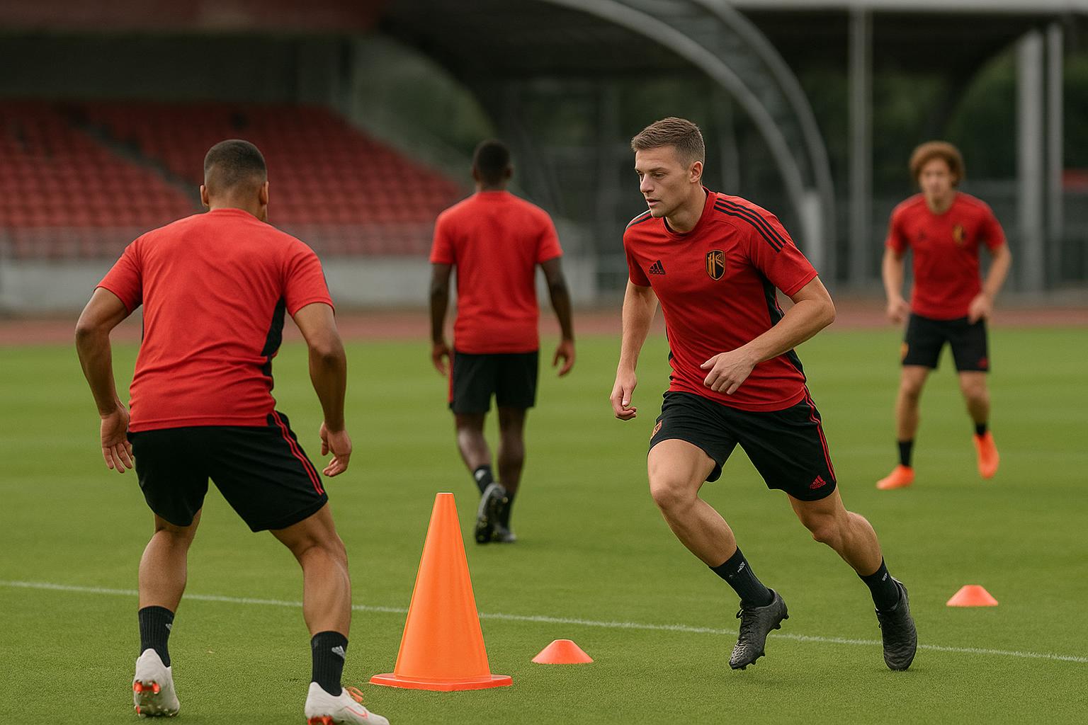 Rode Duivels tijdens een trainingsmoment in aanloop naar de stage in de Verenigde Staten