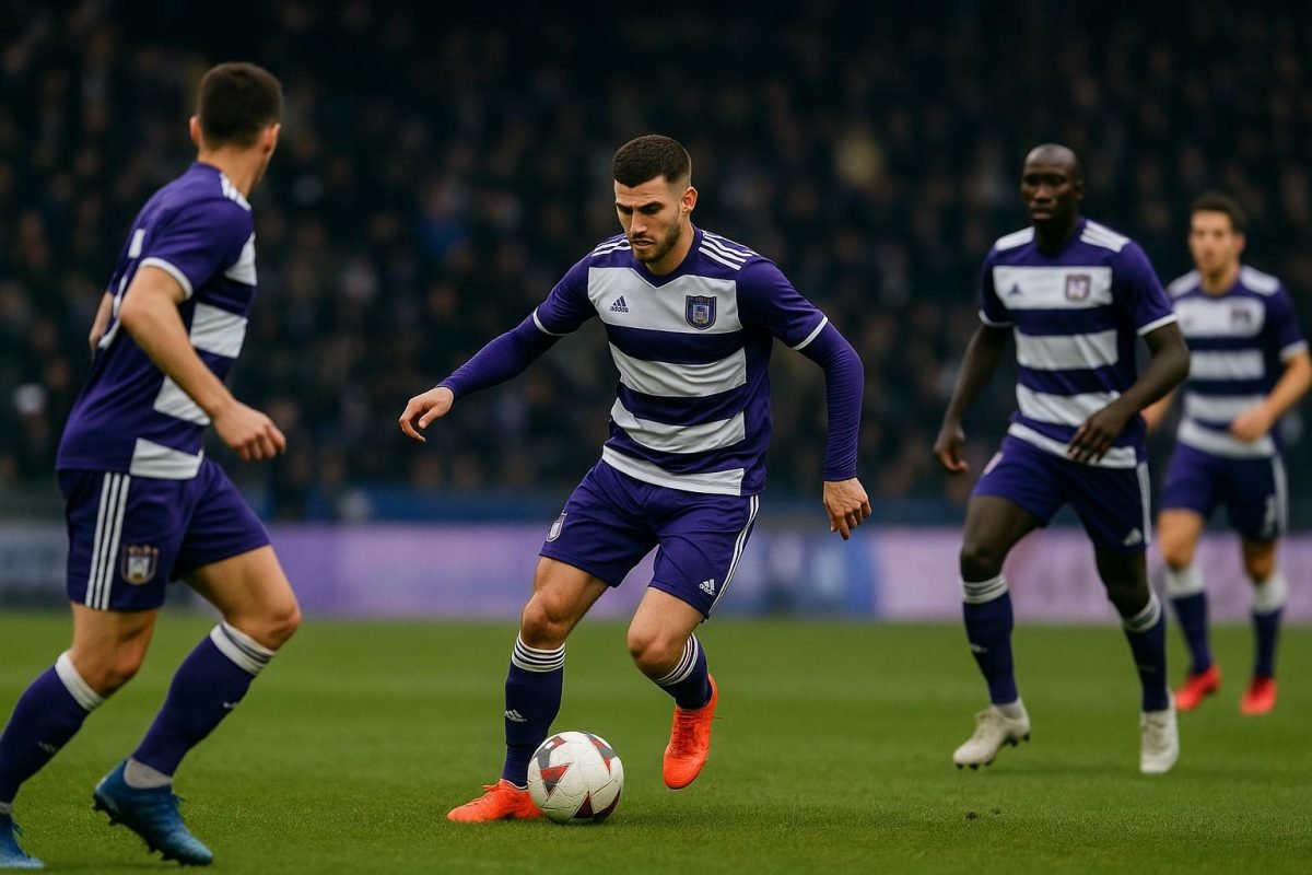 Spelers van RSC Anderlecht op het veld tijdens een wedstrijd in de Jupiler Pro League