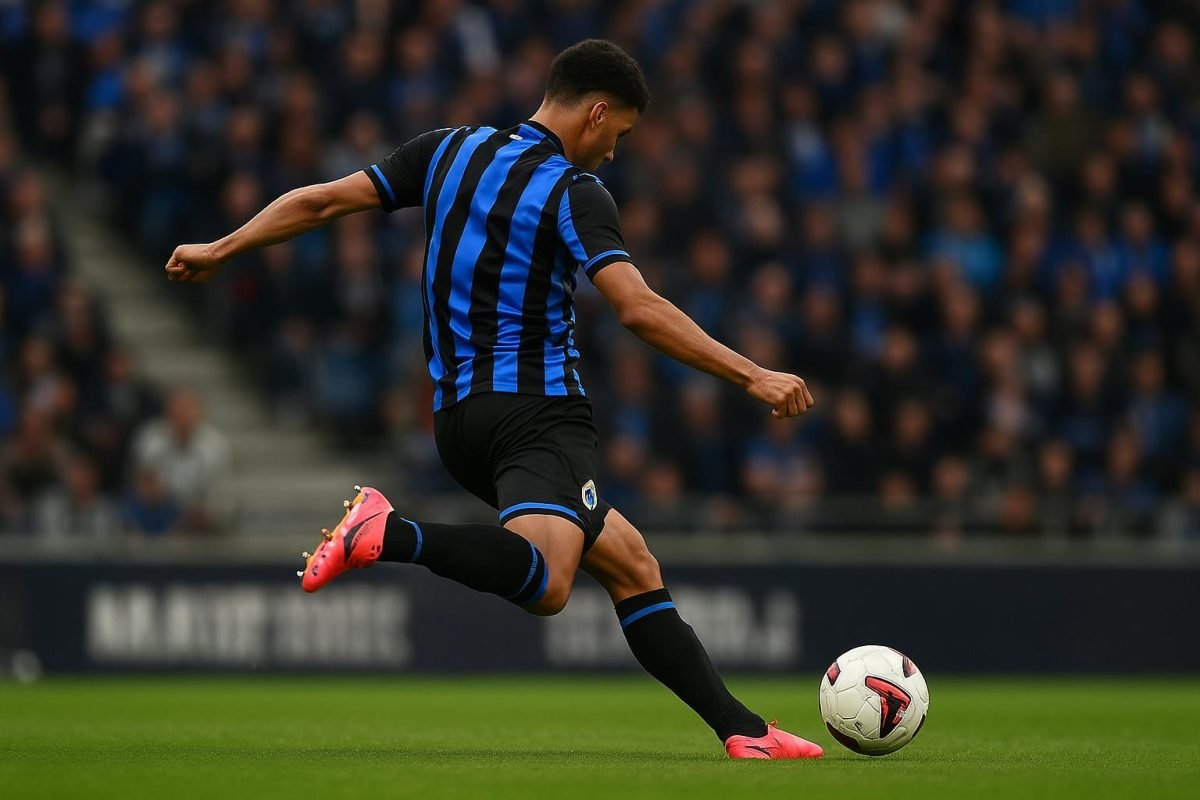 Nicolo Tresoldi van Club Brugge in wedstrijdtenue tijdens een competitiewedstrijd