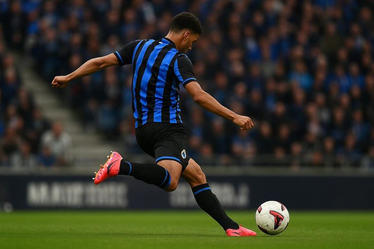 Nicolo Tresoldi van Club Brugge in wedstrijdtenue tijdens een competitiewedstrijd