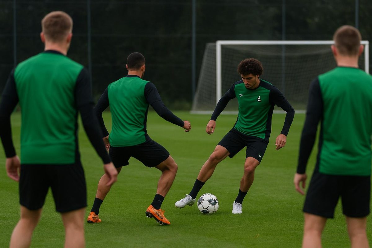 Sfeerbeeld van een training van Cercle Brugge in aanloop naar de Relegation Play-offs.