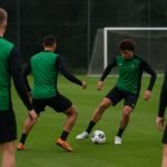 Sfeerbeeld van een training van Cercle Brugge in aanloop naar de Relegation Play-offs.
