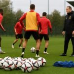 Romelu Lukaku en bondscoach Rudi Garcia bij de Rode Duivels in Tubize